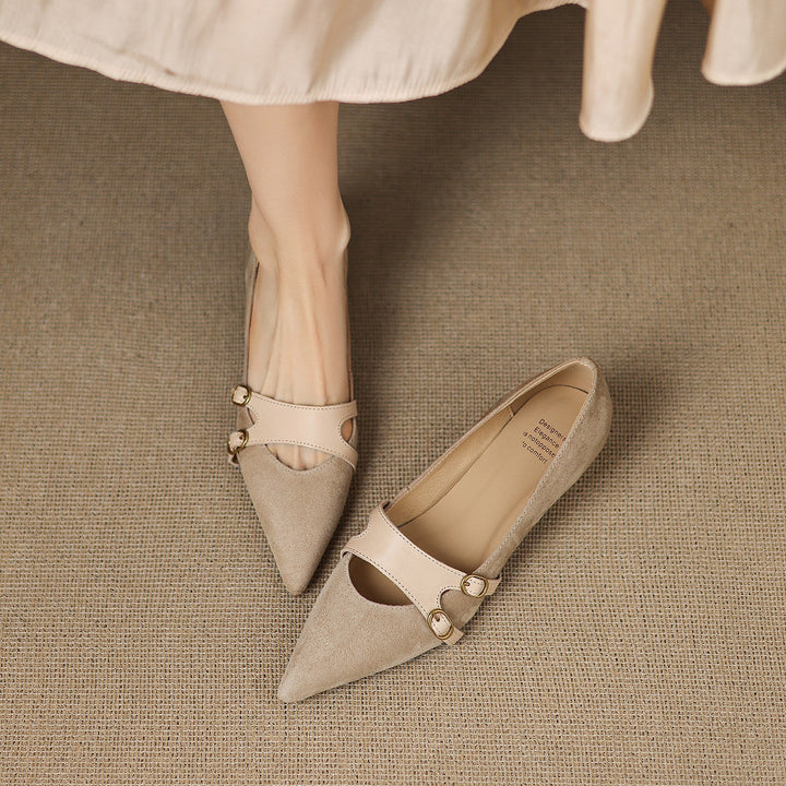 Rosemonde | Babies pointues effet daim à double bride