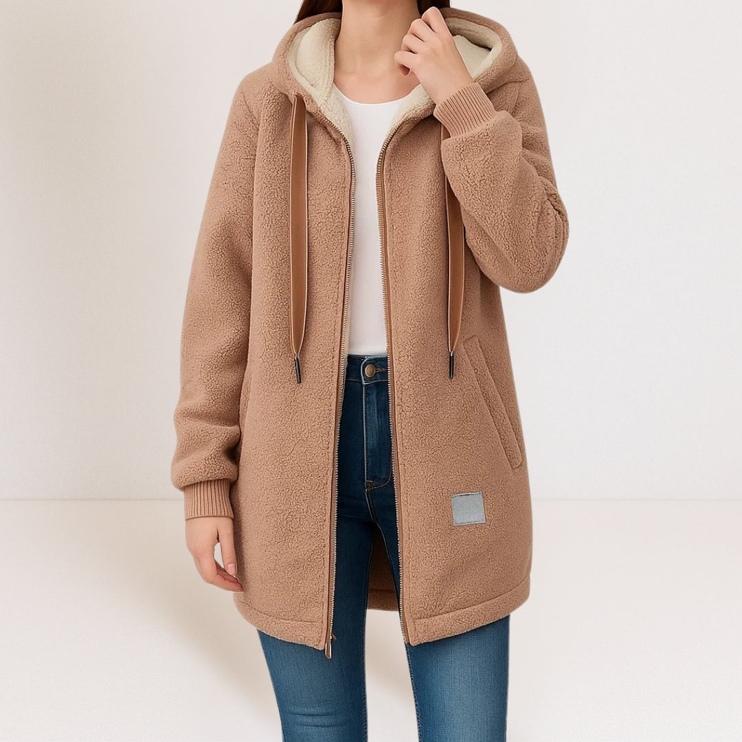 Théophanie | Veste zippée à capuche effet peluche